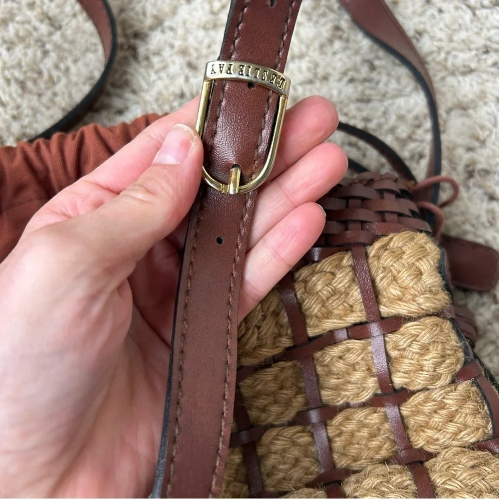 Vintage Leslie Fay Faux Leather and Straw Shoulder/Crossbody Bag